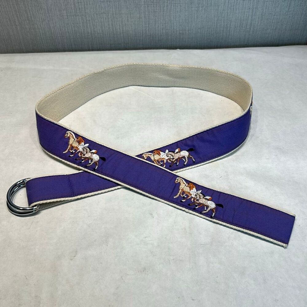 Lucky Brand Embroidered Belt Decorative Stitching Blue Medium 41”